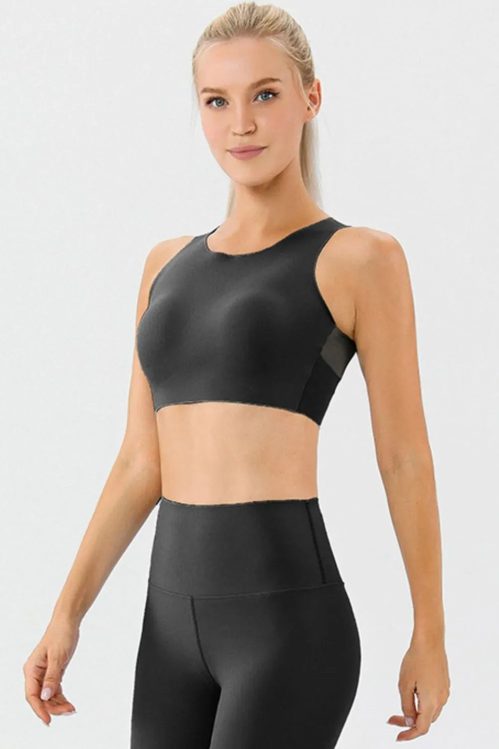 Round Neck Wide Strap Active Bra Carauana Store