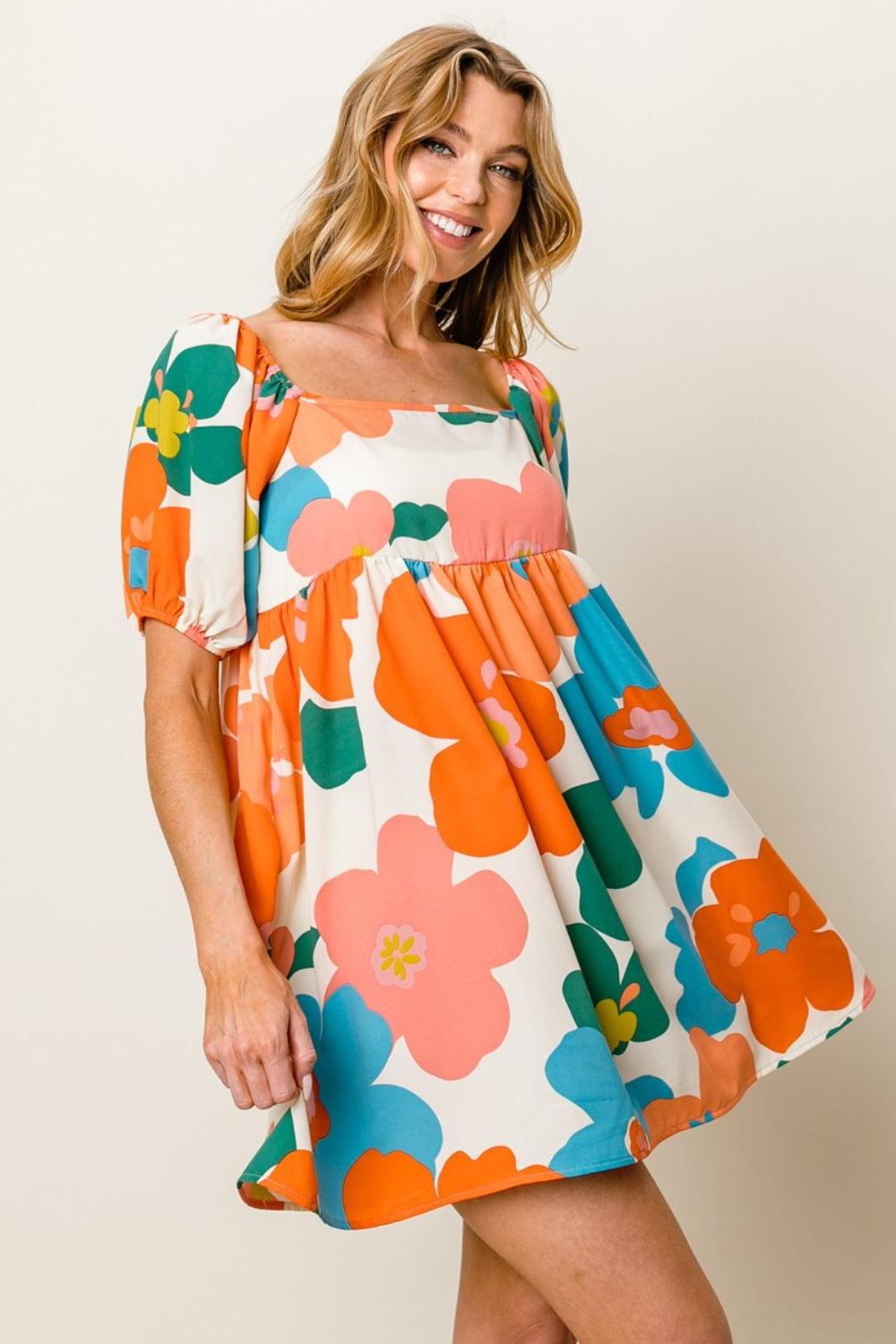 BiBi Floral Puff Sleeve Mini Dress Carauana Store