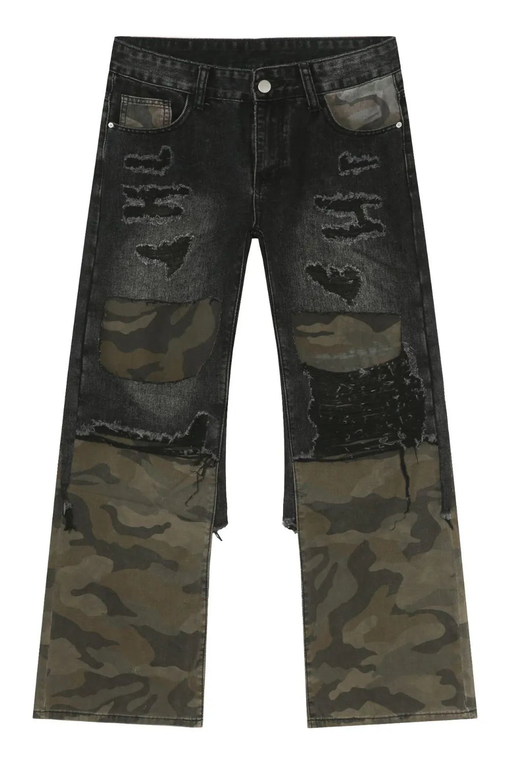 Men's Frayed Hem Camouflage Jeans Carauana Store