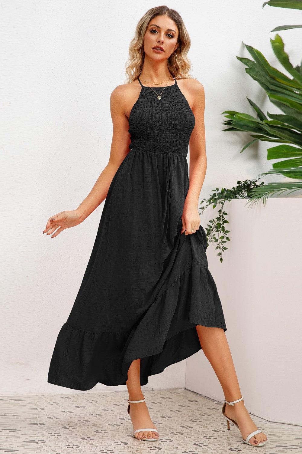 Smocked Crisscross Spaghetti Strap Dress Carauana Store