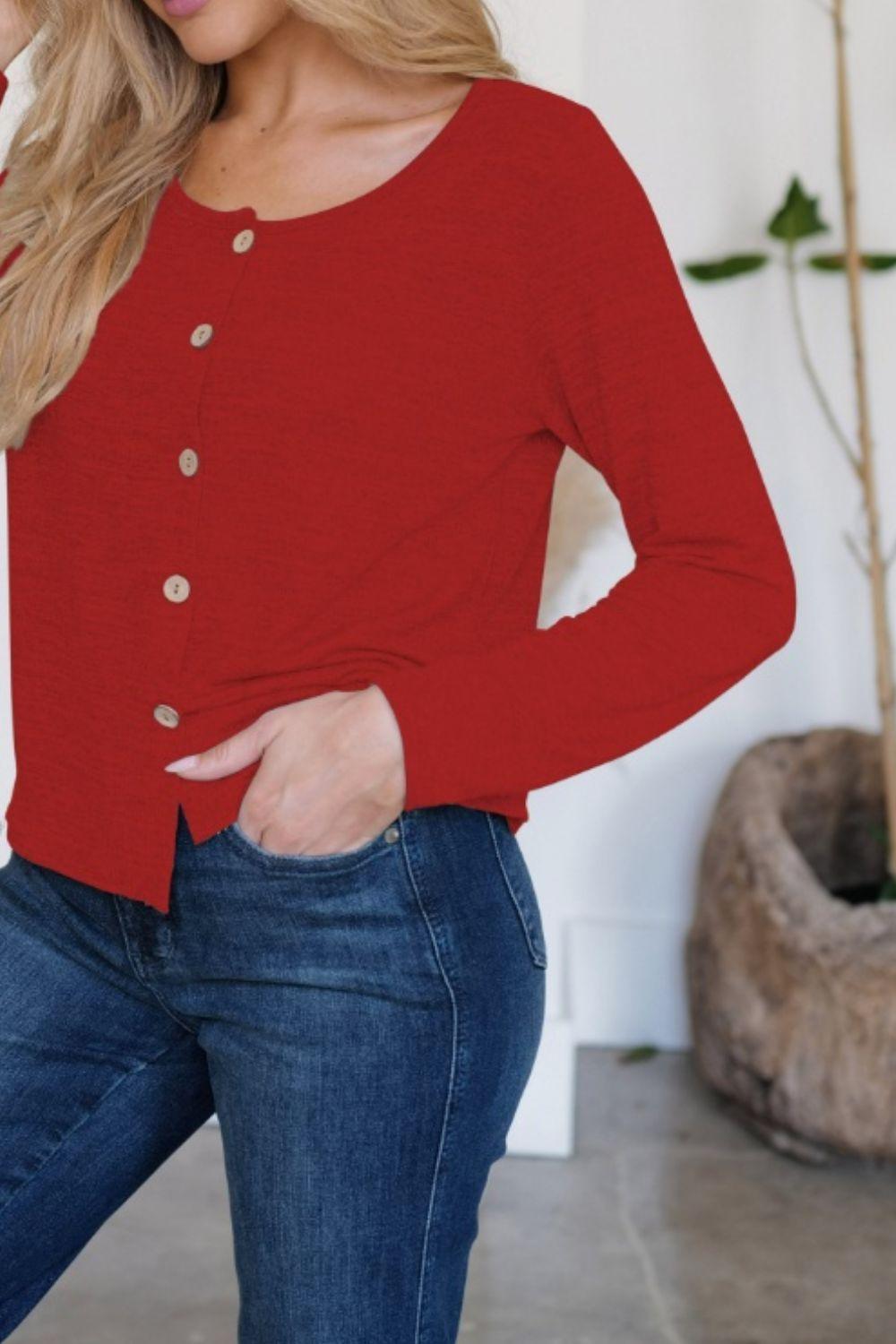 FAM-FAM Button Up Long Sleeve Cardigan Carauana Store