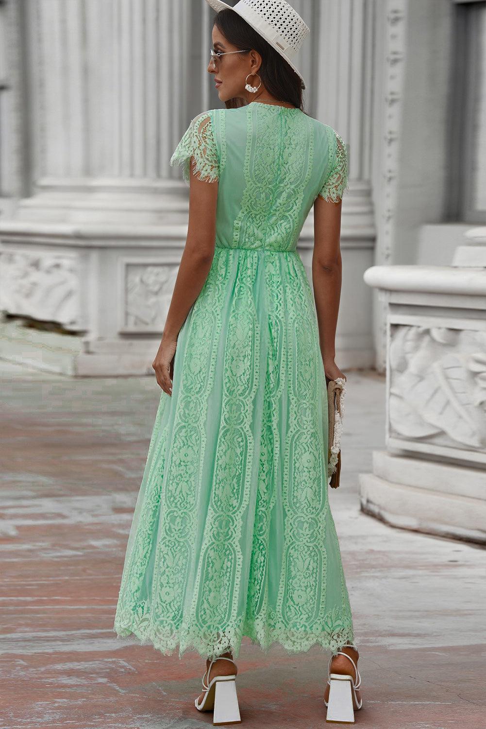 Scalloped Trim Lace Plunge Dress Carauana Store