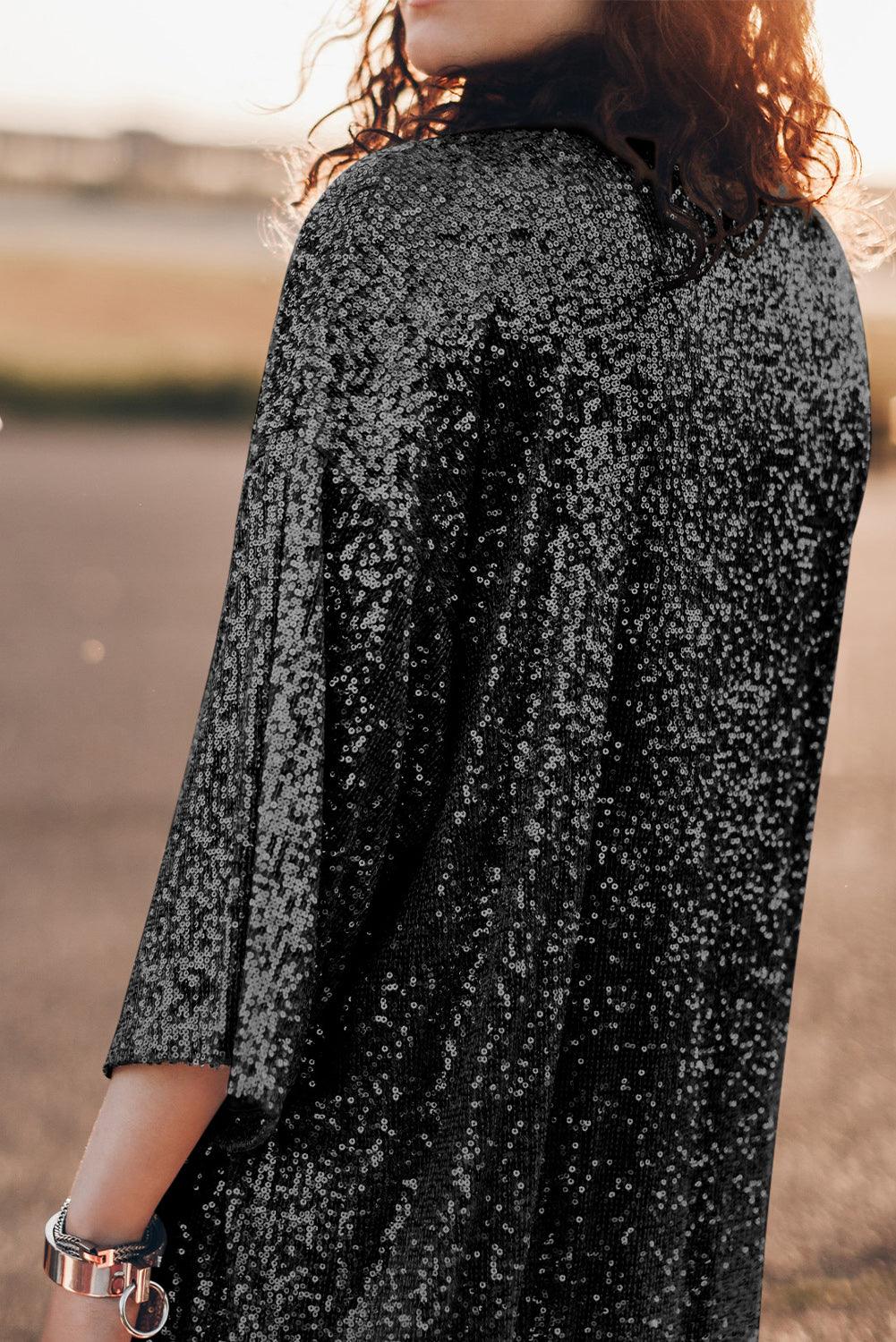 Sequin Open Front Duster Cardigan Carauana Store