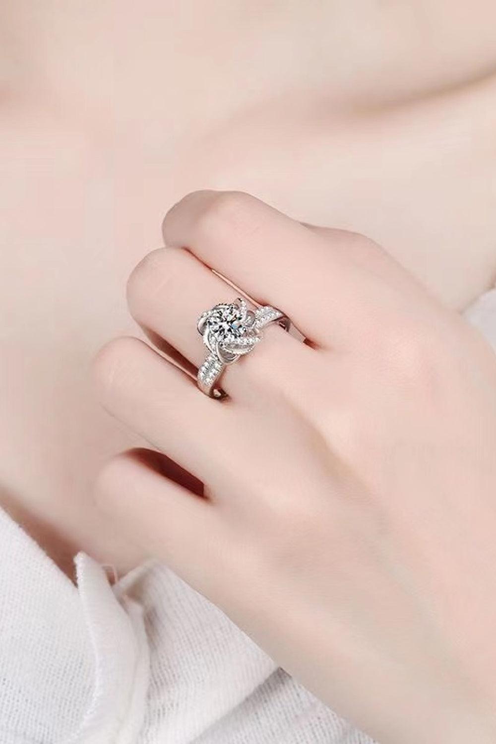 2 Carat Moissanite Floral Platinum-Plated Ring Carauana Store