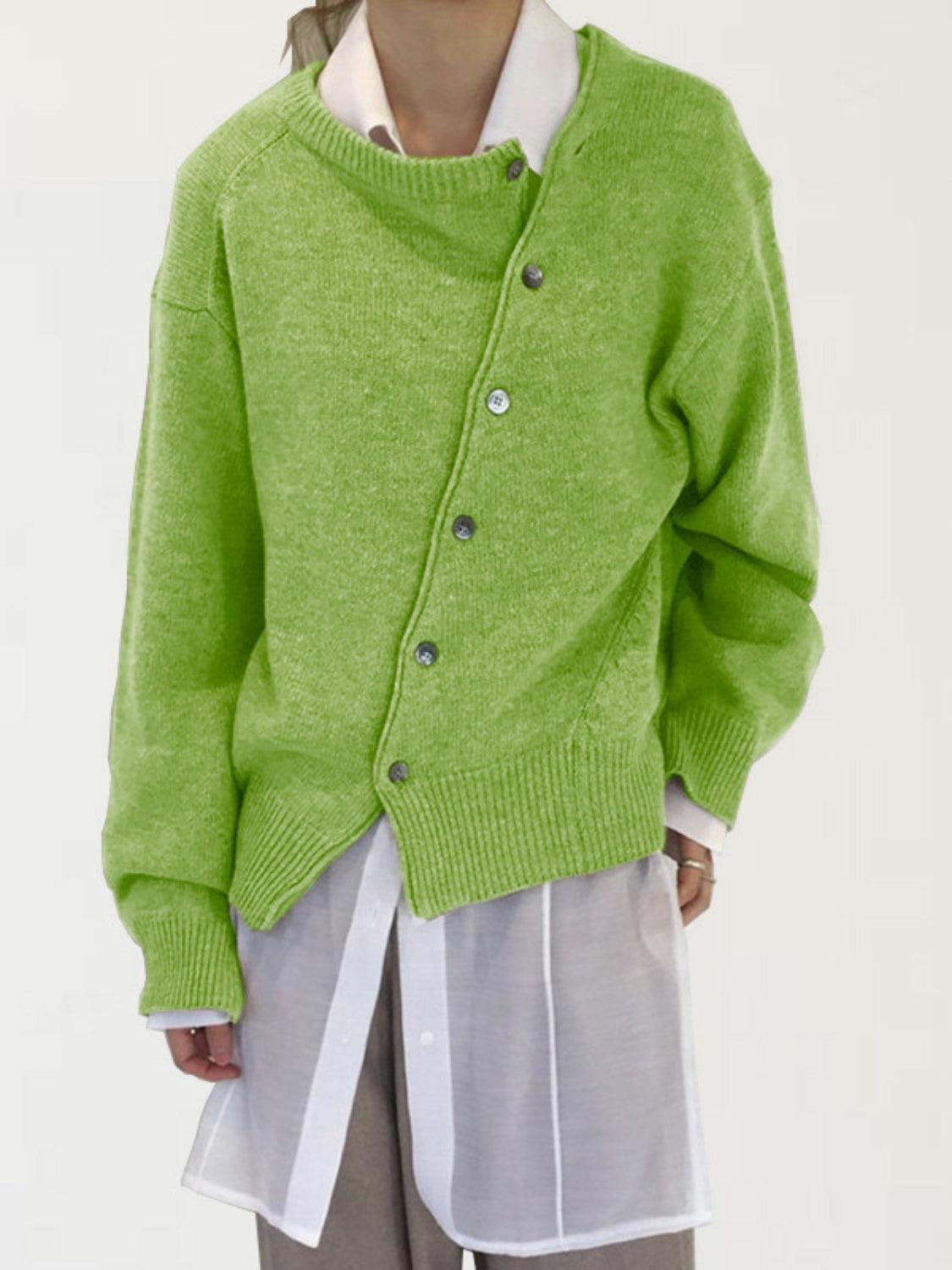 Dropped Shoulder Buttoned Cardigan Carauana Store