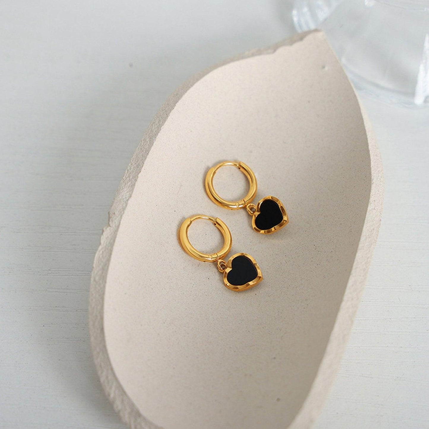 18K Gold-Plated Heart Drop Earrings Carauana Store