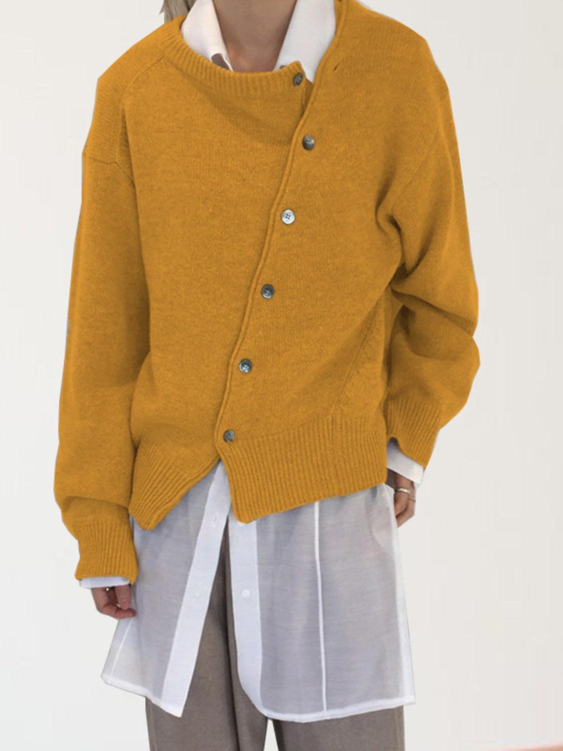 Dropped Shoulder Buttoned Cardigan Carauana Store