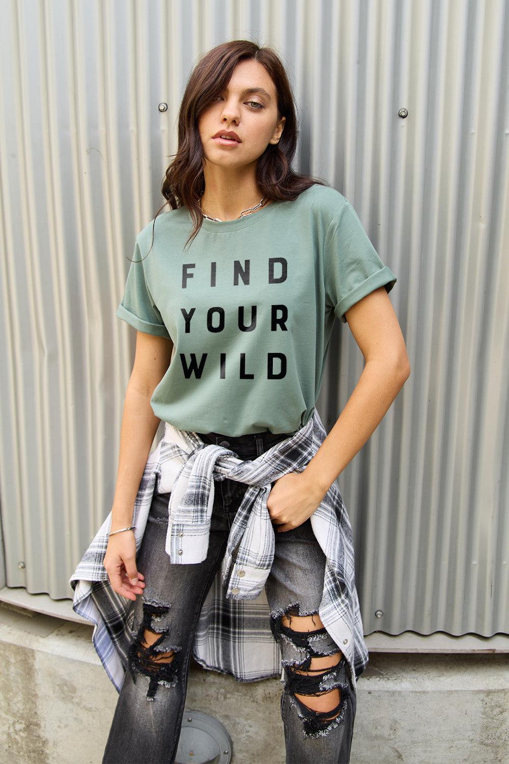 Simply Love Full Size FIND YOUR WILD Short Sleeve T-Shirt Carauana Store
