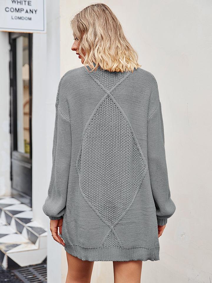 Cable-Knit Long Sleeve Cardigan Carauana Store