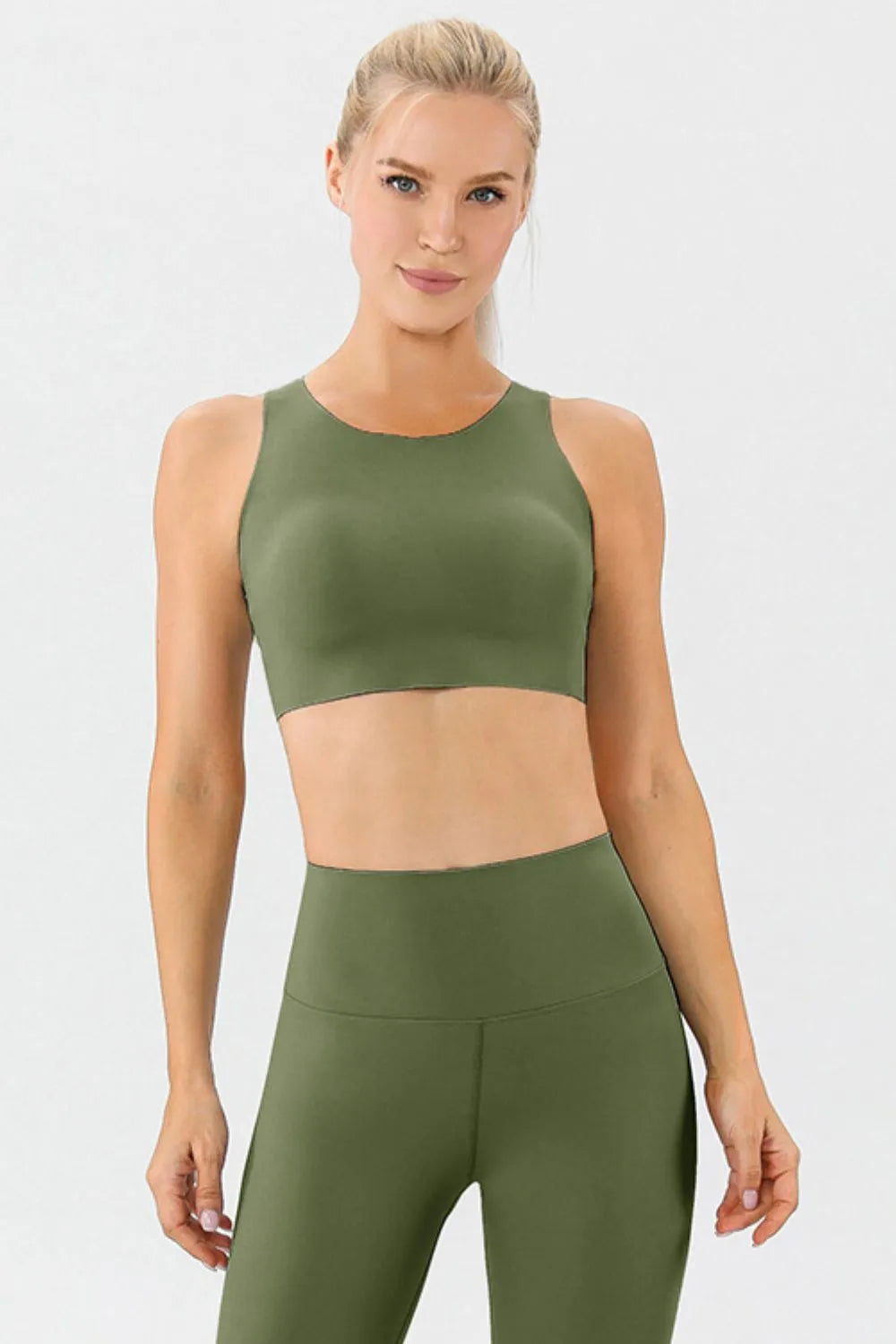 Round Neck Wide Strap Active Bra Carauana Store