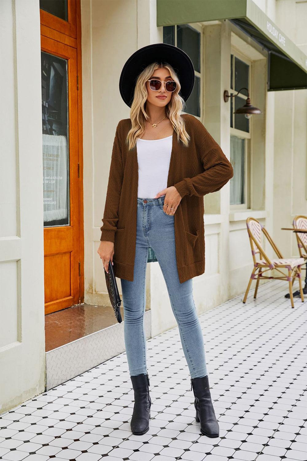 Long Sleeve Pocketed Cardigan Carauana Store