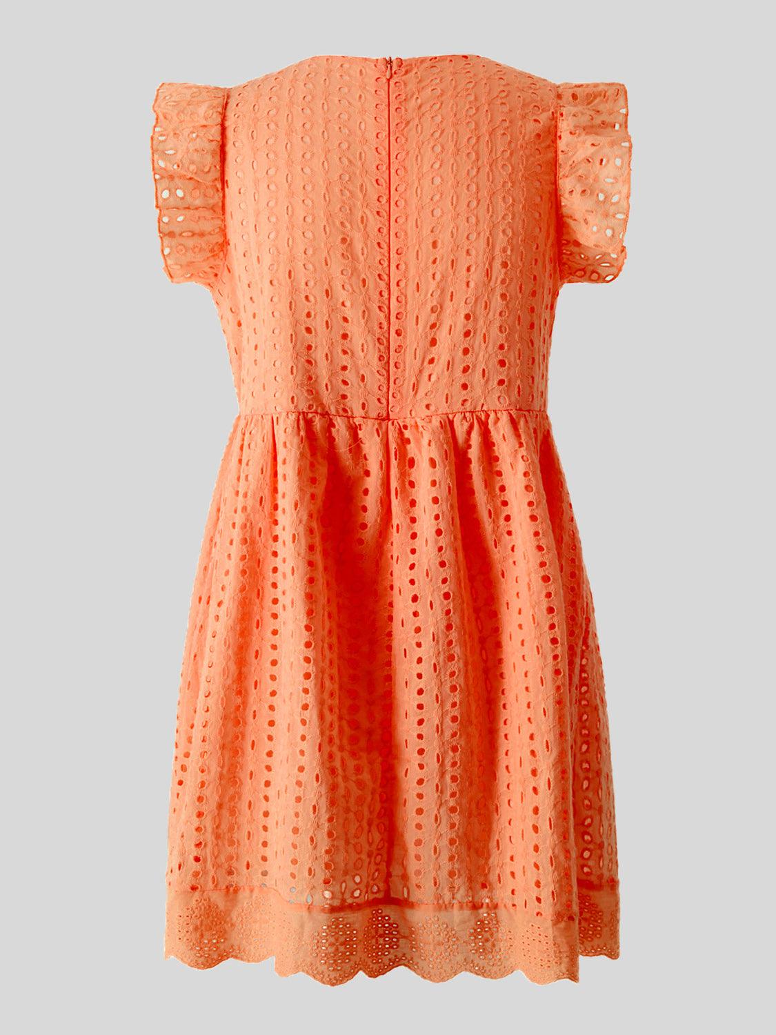 Ruffled Eyelet Cap Sleeve Mini Dress Carauana Store