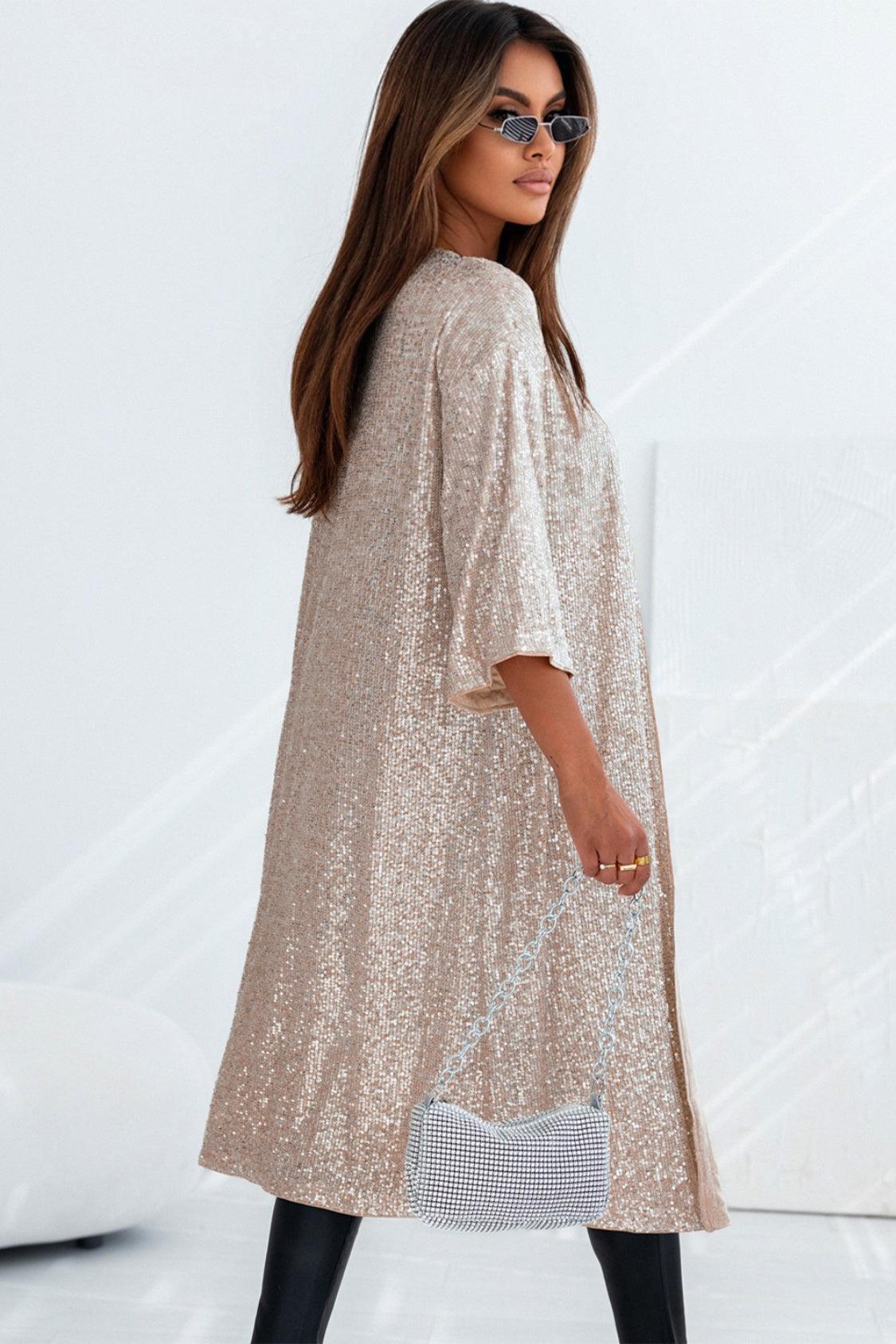 Sequin Open Front Duster Cardigan Carauana Store