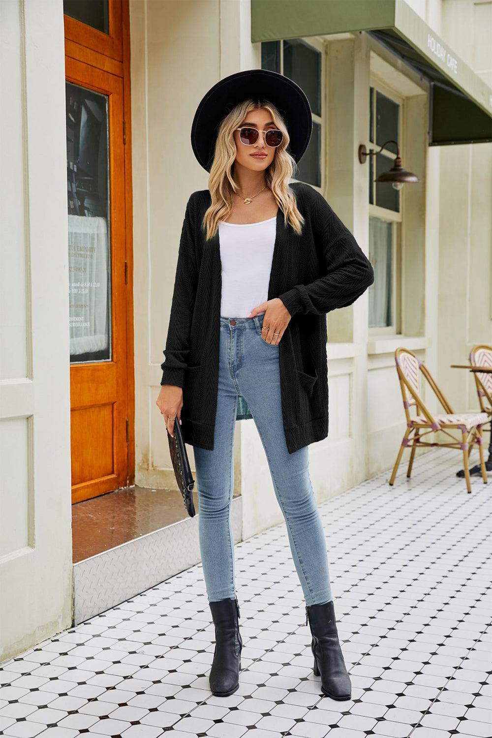 Long Sleeve Pocketed Cardigan Carauana Store