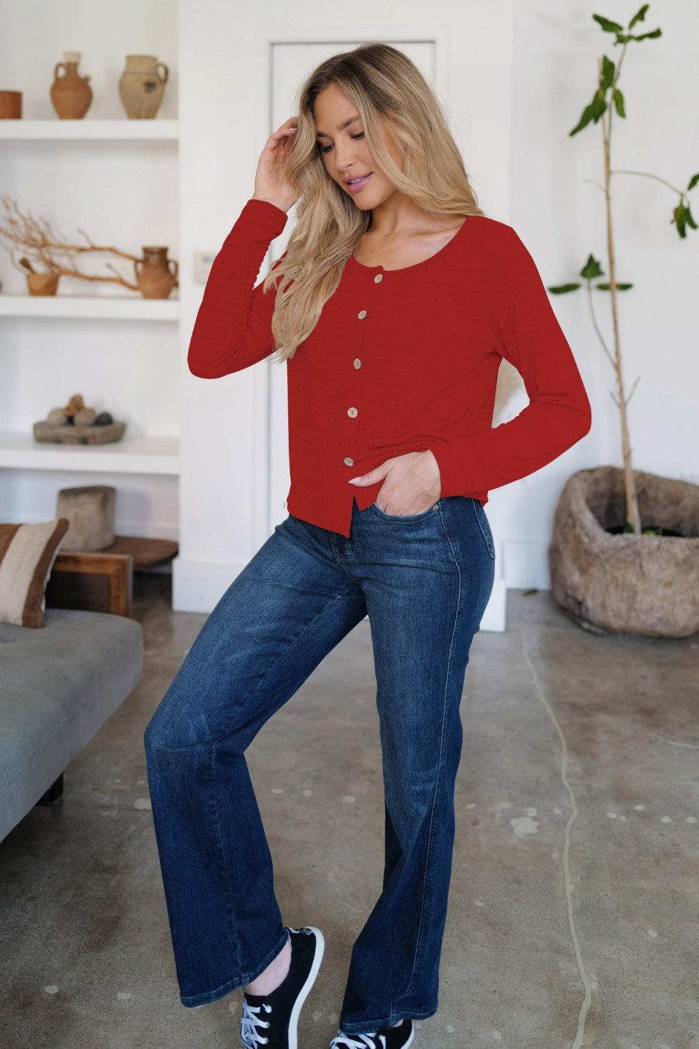 FAM-FAM Button Up Long Sleeve Cardigan Carauana Store