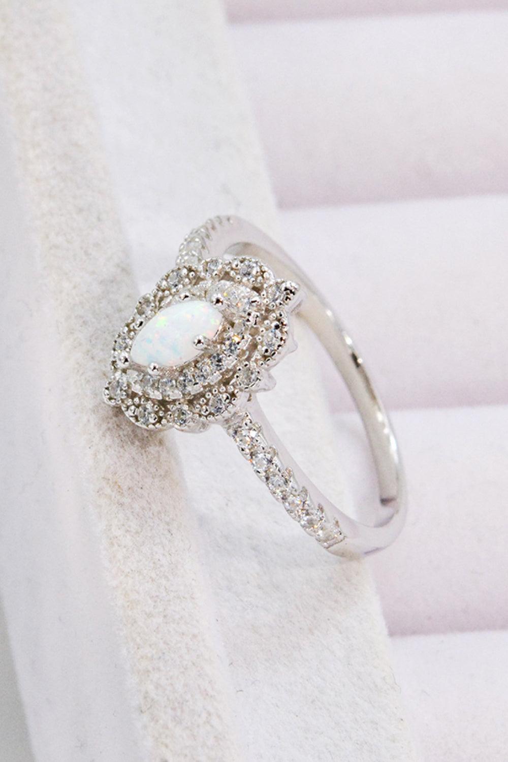 Modern Love Story Opal and Zircon Ring Carauana Store