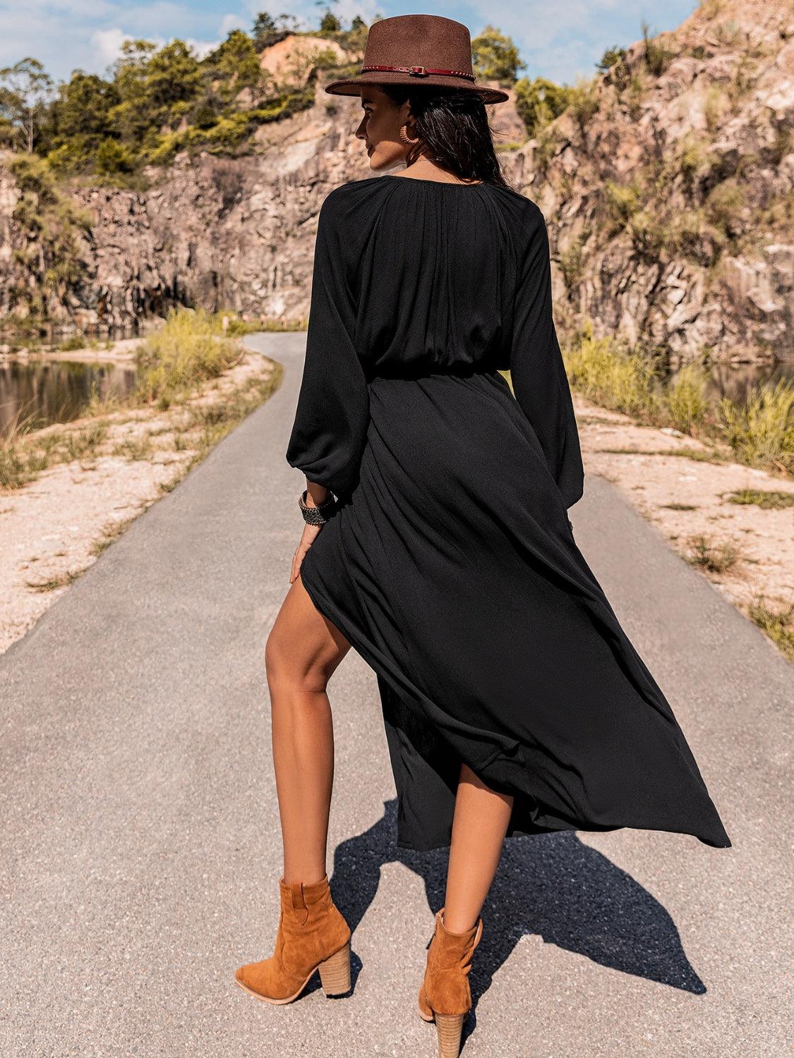 Long Sleeve Round Neck Dress Carauana Store