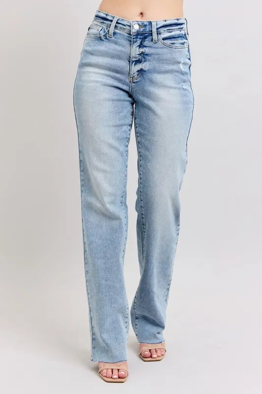 Judy Blue Full Size Mid Rise Light Wash Dad Jeans Plus Size Carauana Store