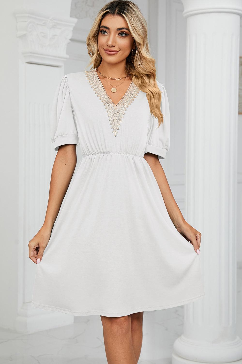 V-Neck Puff Sleeve Dress Carauana Store
