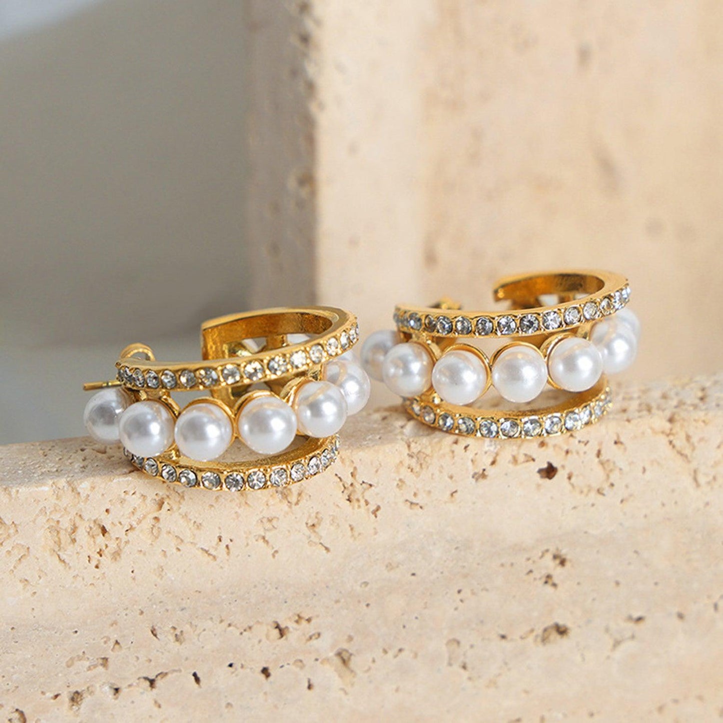Pearl Titanium Steel C-Hoop Earrings Carauana Store