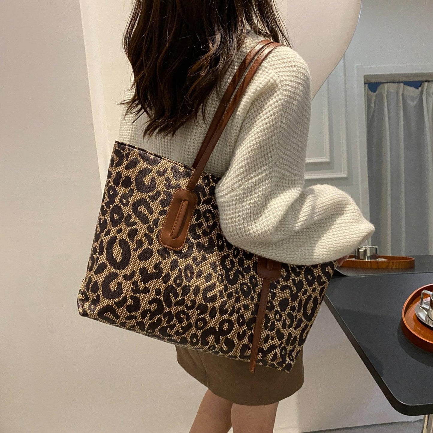 PU Leather Leopard Tote Bag Carauana Store