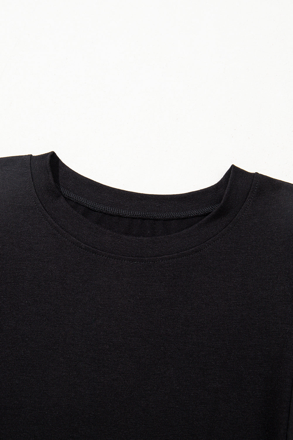 Black Hollow Out Embroidered Short Sleeve O Neck Top