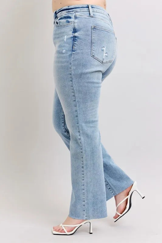 Judy Blue Full Size Mid Rise Light Wash Dad Jeans Plus Size Carauana Store