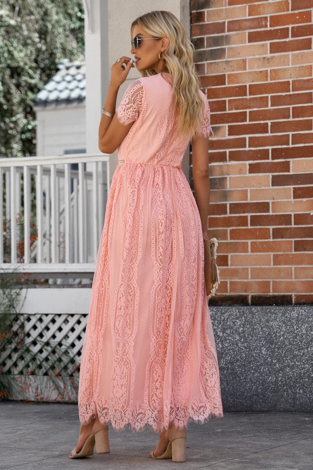 Scalloped Trim Lace Plunge Dress Carauana Store