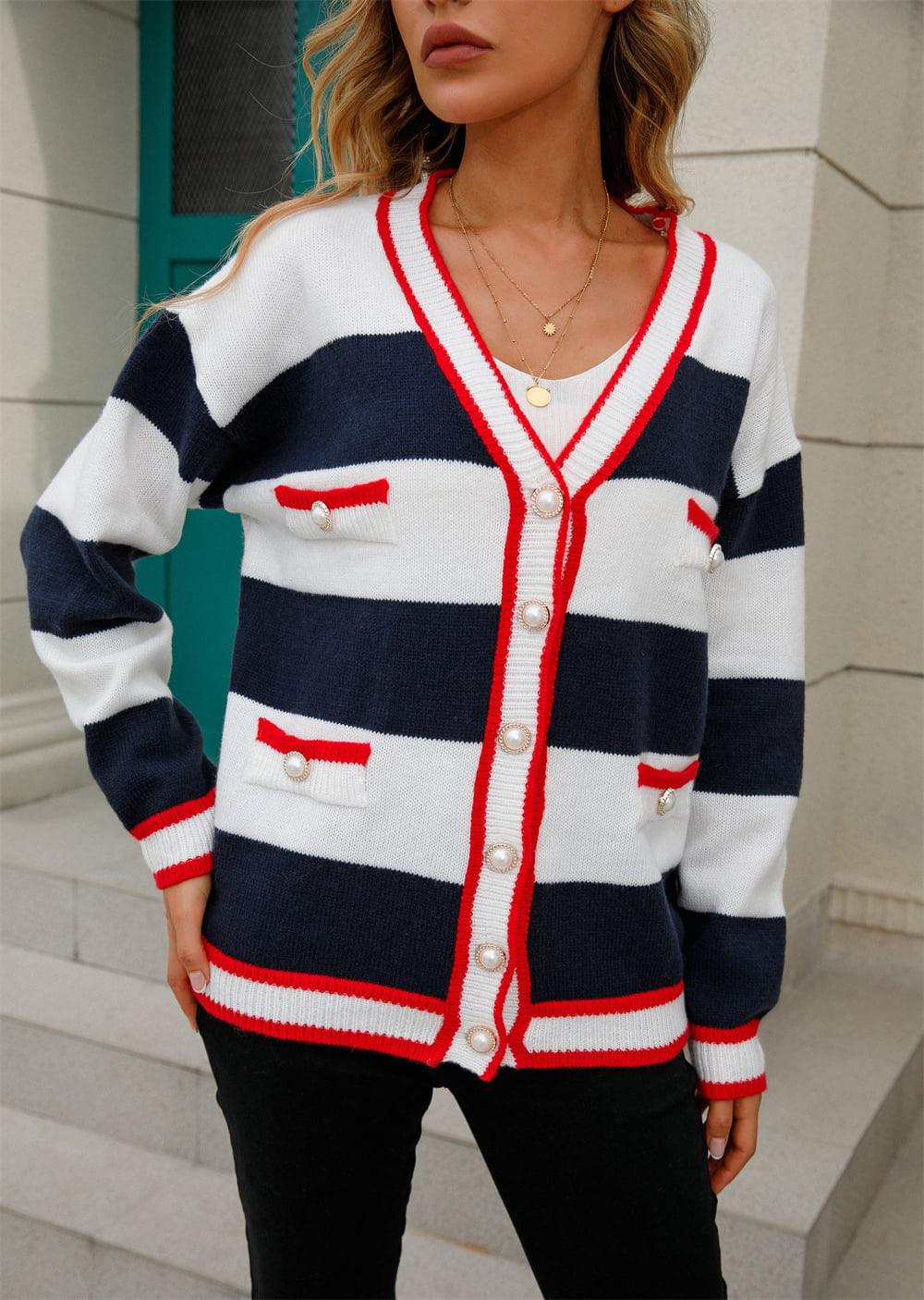 Angel Wings Color Block V-Neck Long Sleeve Cardigan Carauana Store