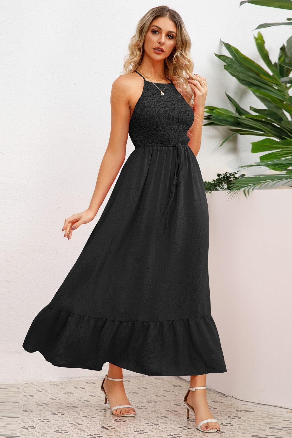 Smocked Crisscross Spaghetti Strap Dress Carauana Store