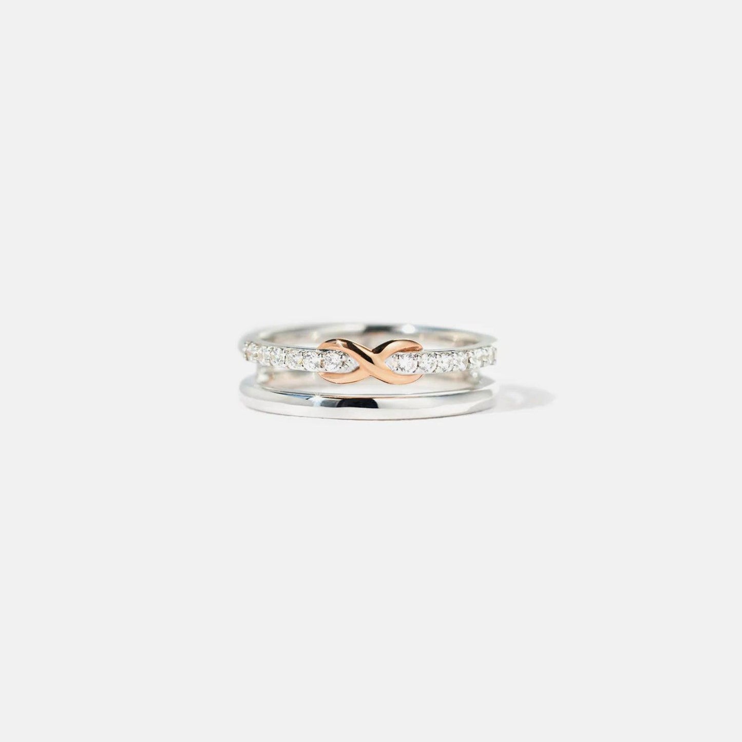 Double-Layered Zircon 925 Sterling Silver Ring Carauana Store