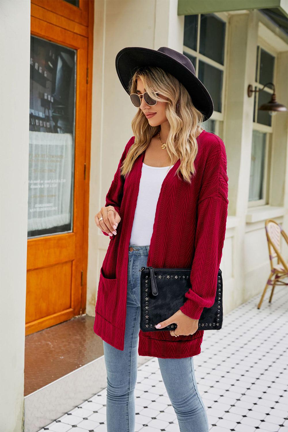 Long Sleeve Pocketed Cardigan Carauana Store