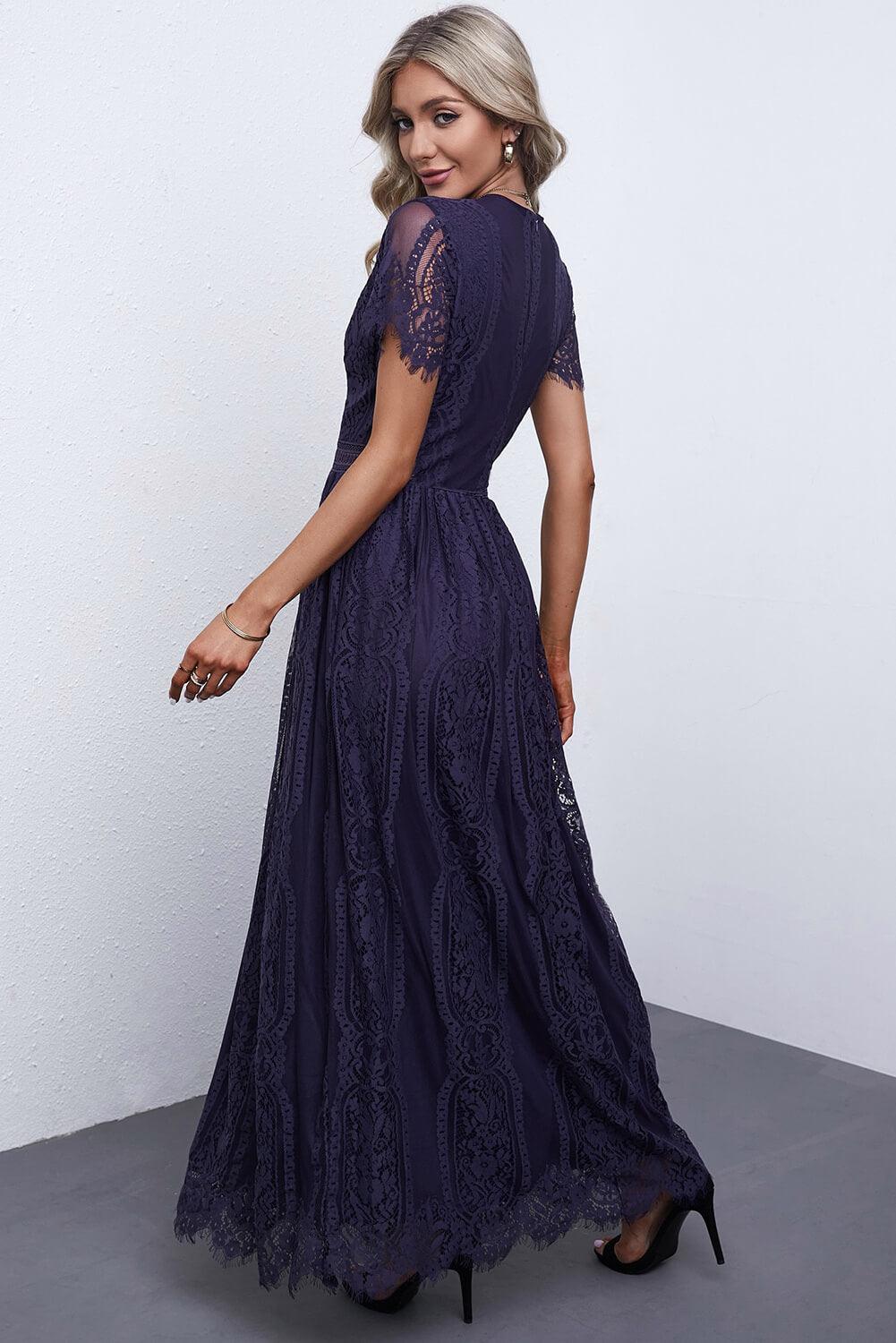 Scalloped Trim Lace Plunge Dress Carauana Store