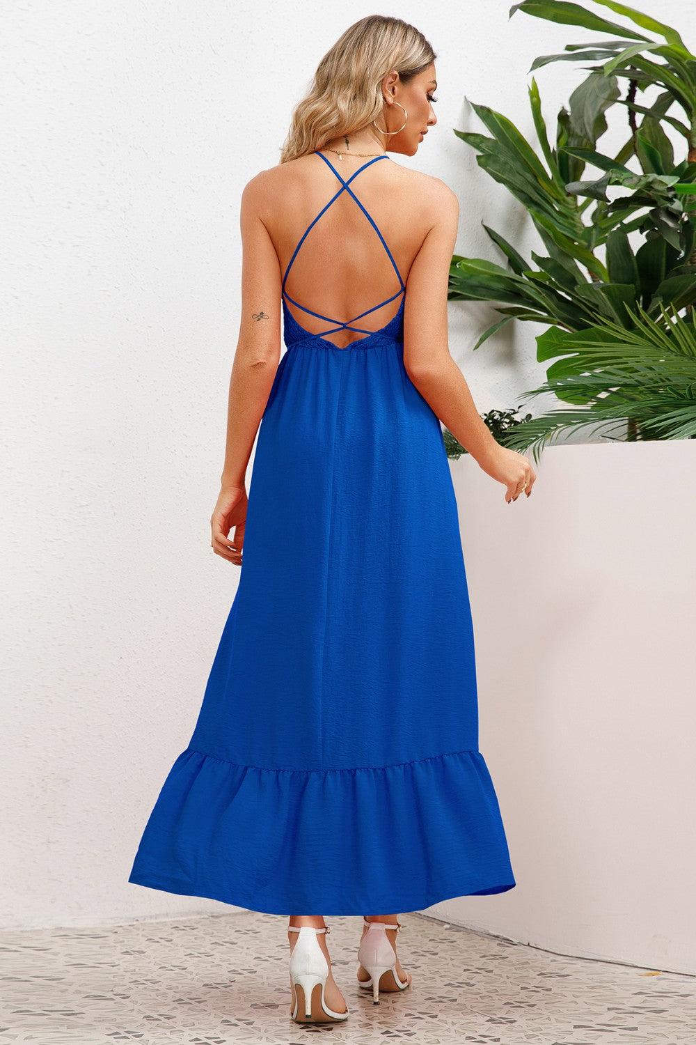 Smocked Crisscross Spaghetti Strap Dress Carauana Store