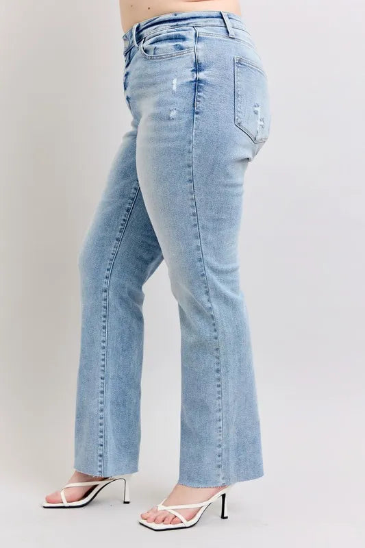 Judy Blue Full Size Mid Rise Light Wash Dad Jeans Plus Size Carauana Store