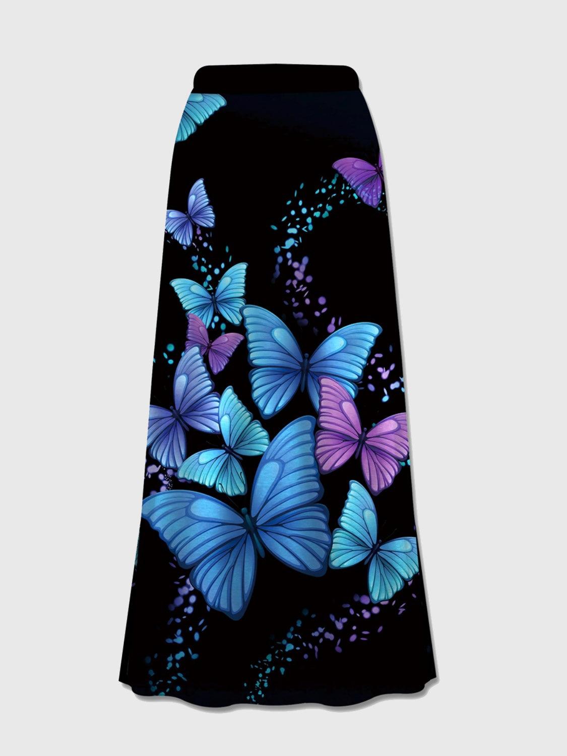 Printed Elastic Waist Midi Skirt Carauana Store
