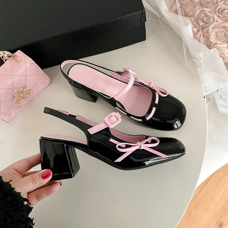 Round Toe Block Heels Loafers Carauana Store