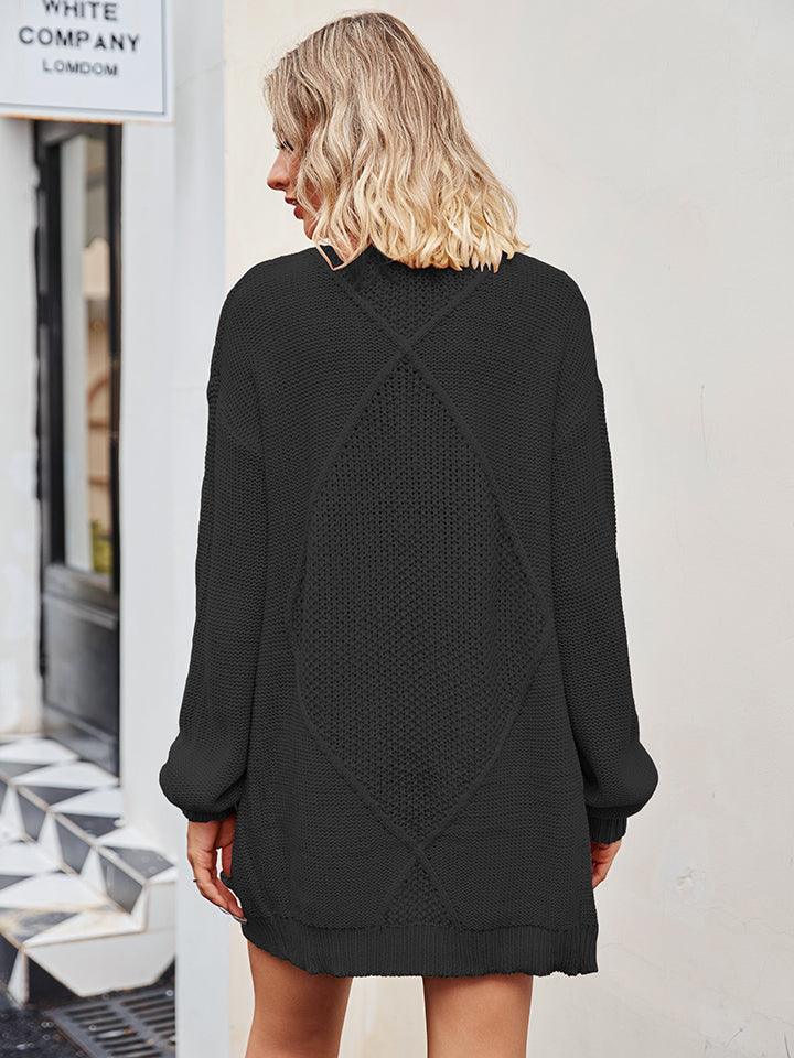 Cable-Knit Long Sleeve Cardigan Carauana Store