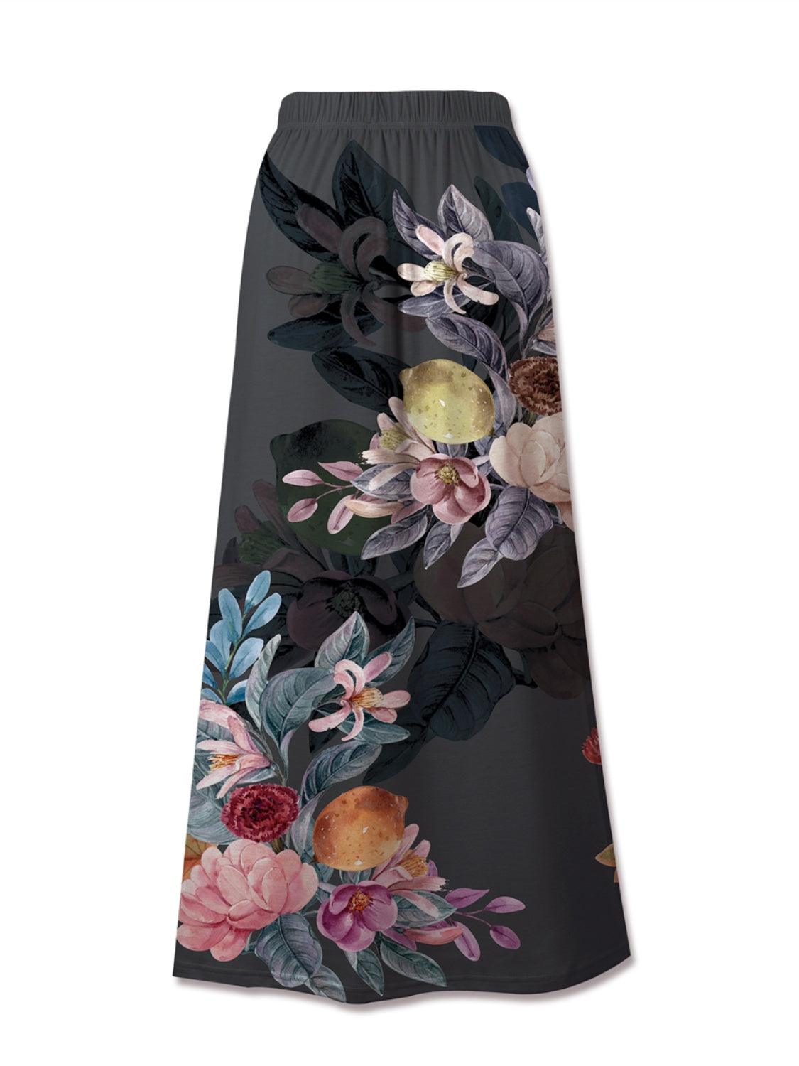Printed Elastic Waist Midi Skirt Carauana Store