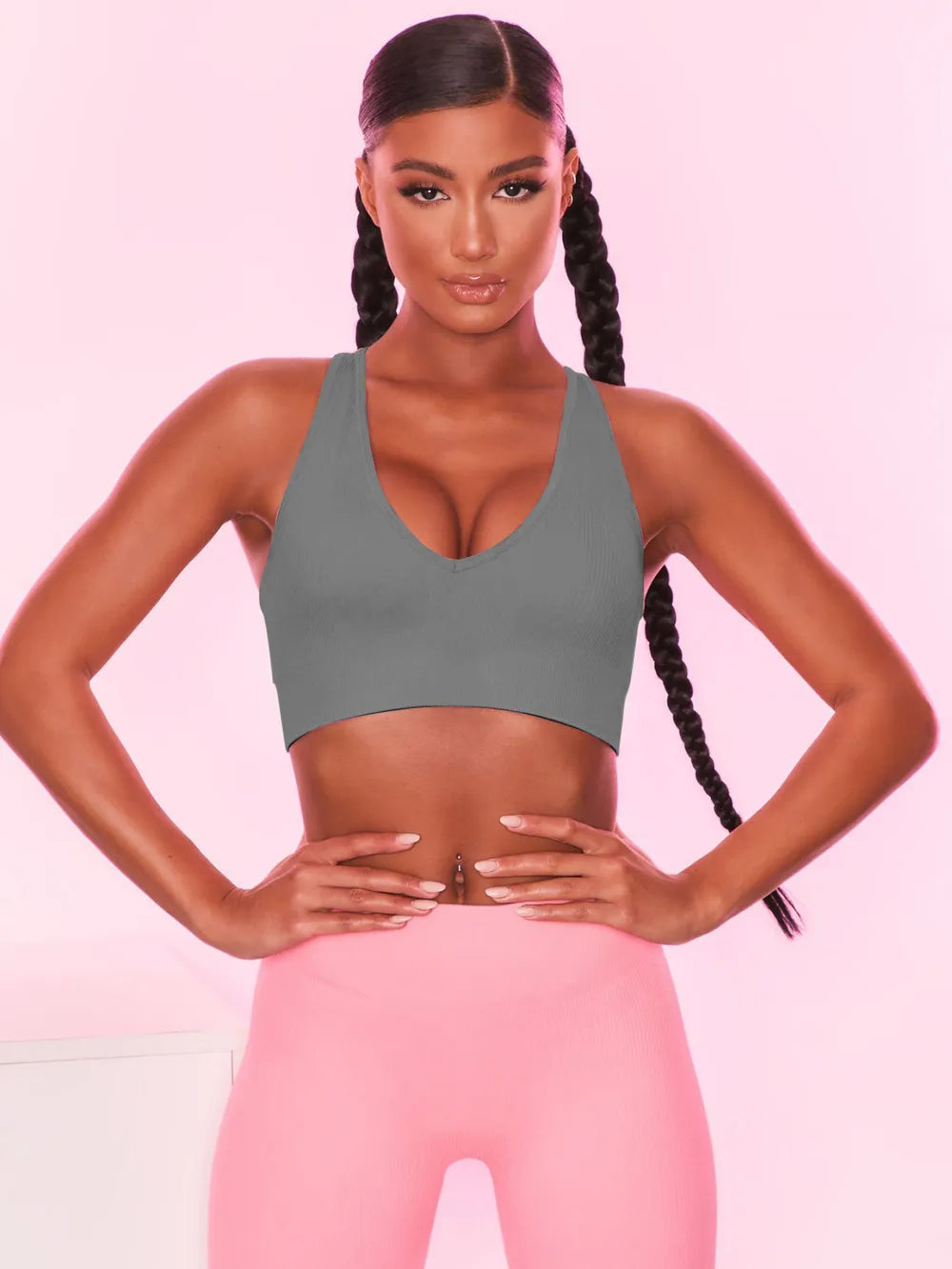 Scoop Neck Wide Strap Active Bra Carauana Store