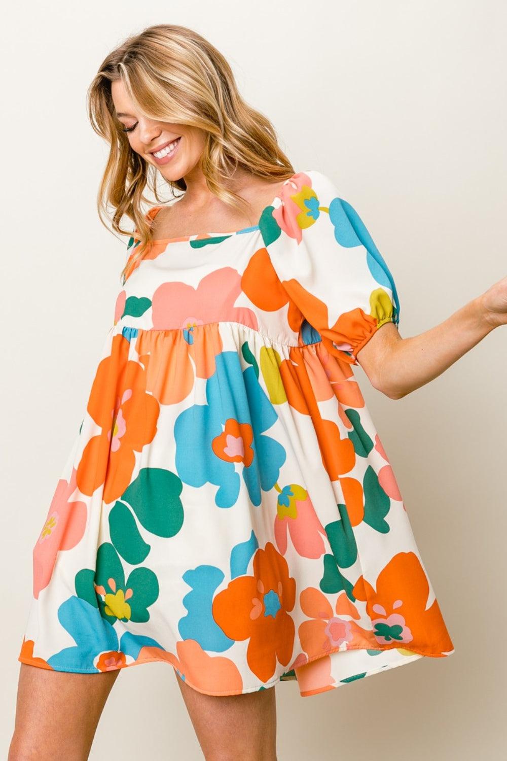 BiBi Floral Puff Sleeve Mini Dress Carauana Store