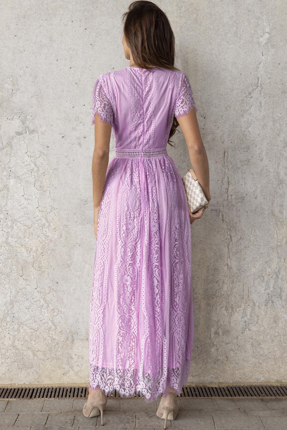 Scalloped Trim Lace Plunge Dress Carauana Store