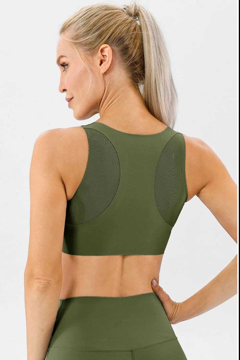 Round Neck Wide Strap Active Bra Carauana Store