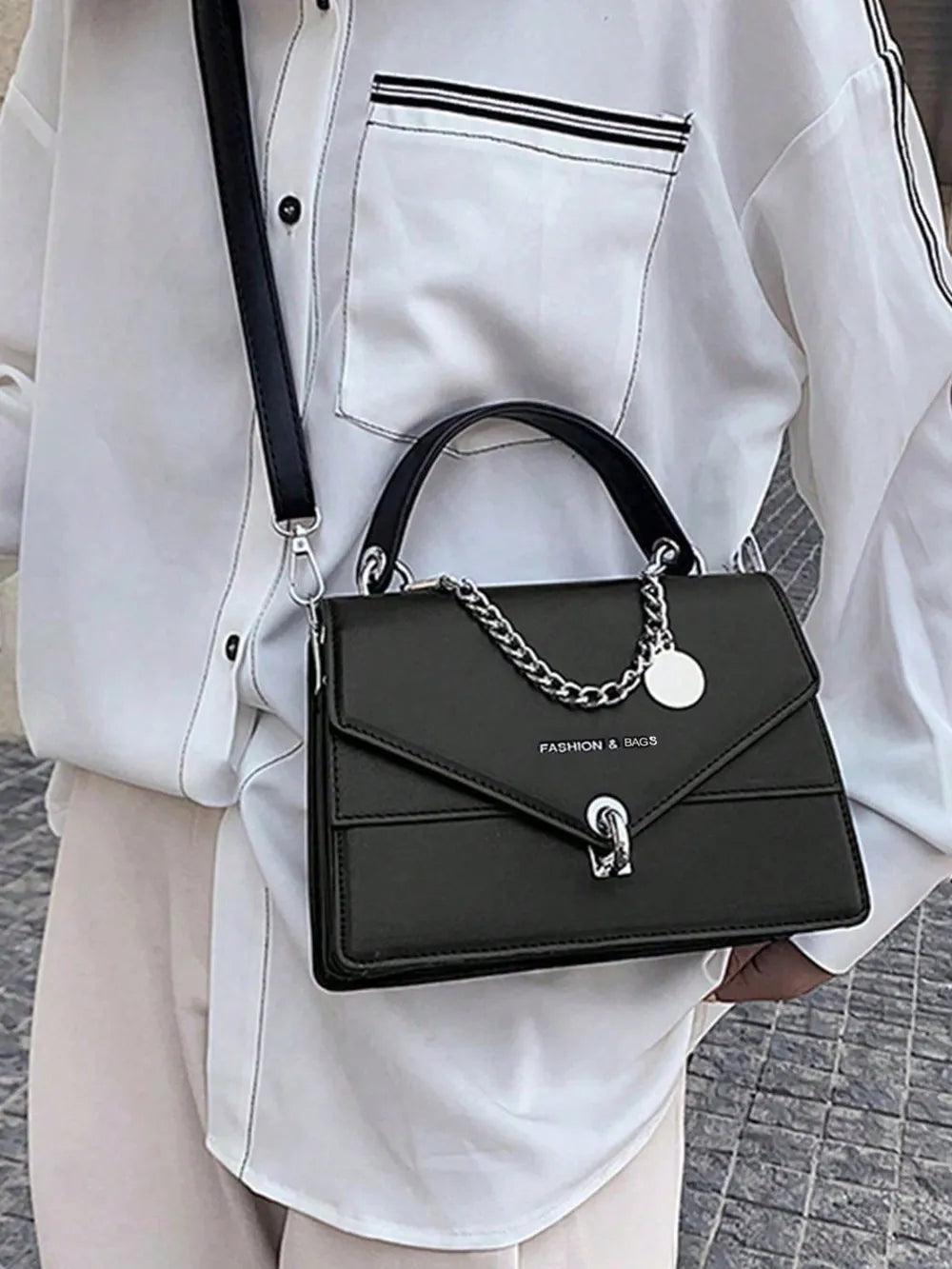Chain PU Leather Detachable Shoulder Strap Handbag Carauana Store