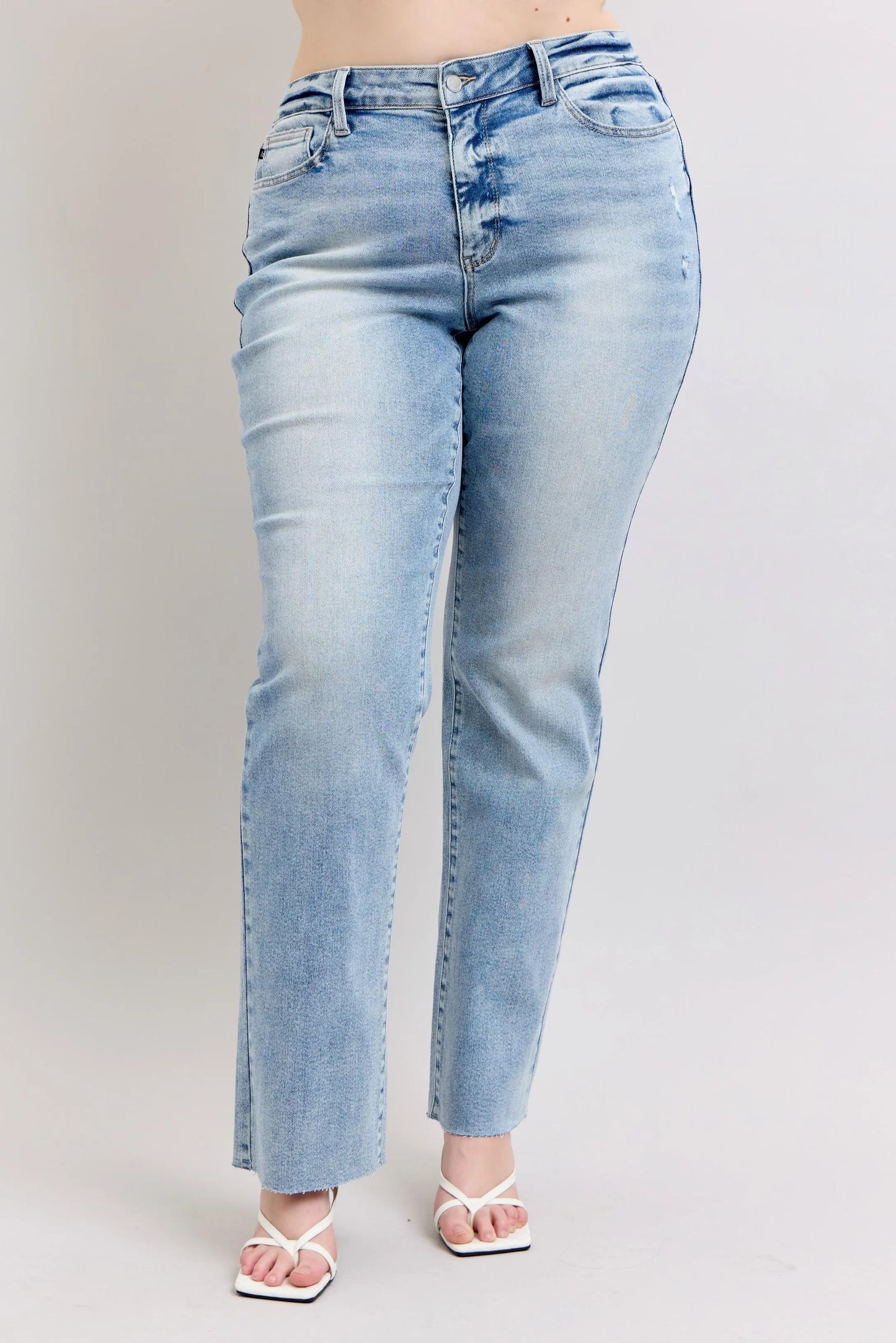 Judy Blue Full Size Mid Rise Light Wash Dad Jeans Plus Size Carauana Store