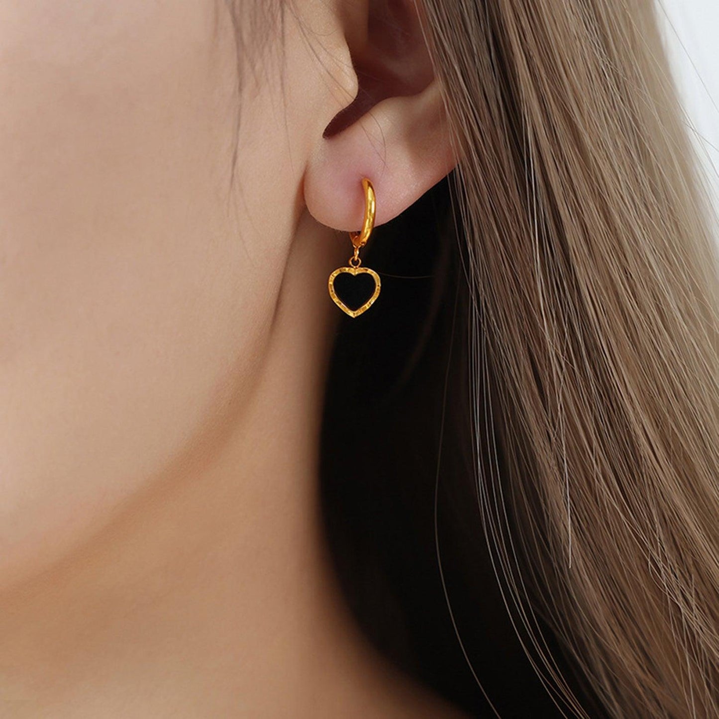18K Gold-Plated Heart Drop Earrings Carauana Store