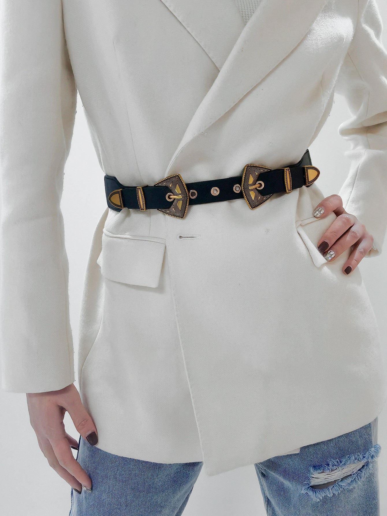 Double Buckle PU Leather Belt Carauana Store