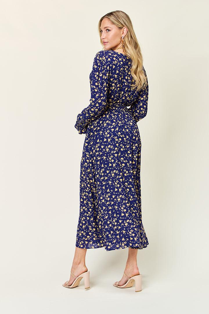 Double Take Full Size Tie Back Flounce Sleeve Dress Carauana Store