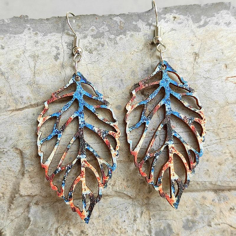 Leaf Shape Wooden Dangle Earrings Carauana Store