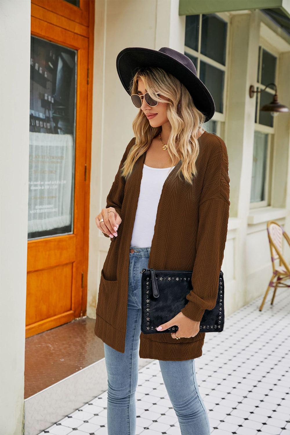 Long Sleeve Pocketed Cardigan Carauana Store